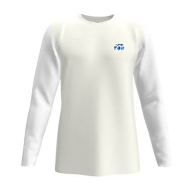 Long Sleeve Formal Shirt White long-sleeve shirt with blue logo on the upper left side.
